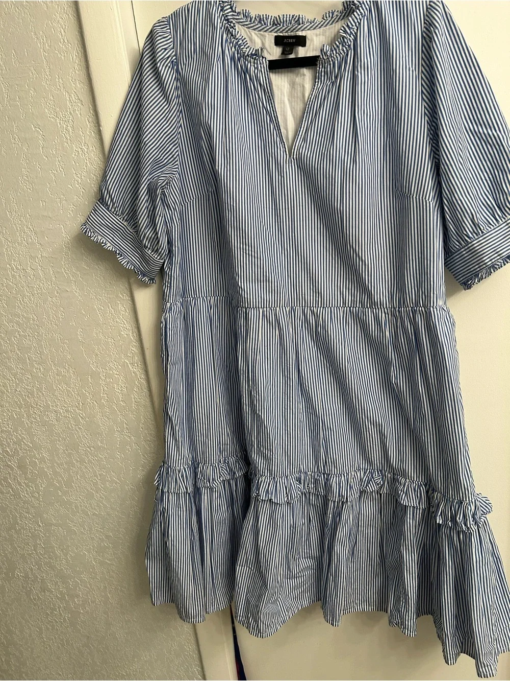J. Crew Blue and White Striped Casual Button-Down Shirt